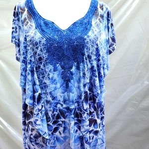 One World flutter sleeve blouse , 2X